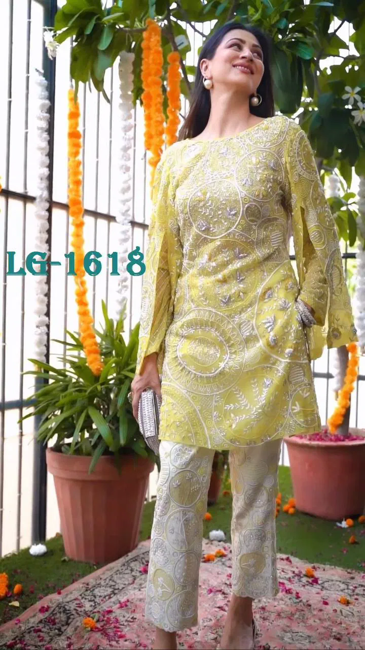 LG 1618 Heavy Georgette Kurtis With Bottom Catalog